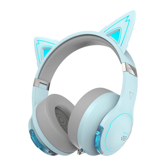 Headset G5BT Cat azul claro com orelhas RGB