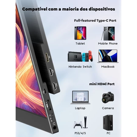 Compatível com notebook, celular, tablet, Switch, PS4, PS5 e câmeras