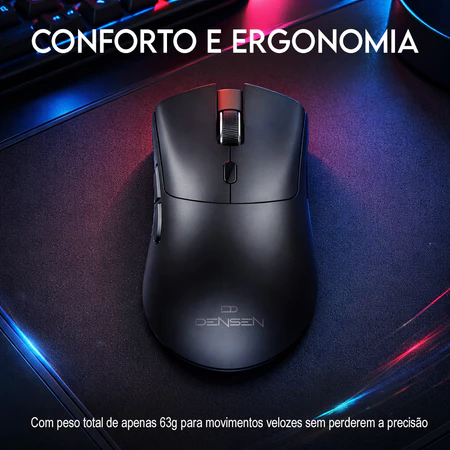 Mouse gamer Attack Shark X11 preto de apenas 63g