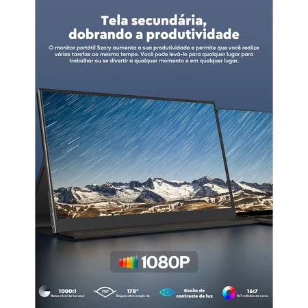 Monitor portátil como tela secundária dobrando a produtividade