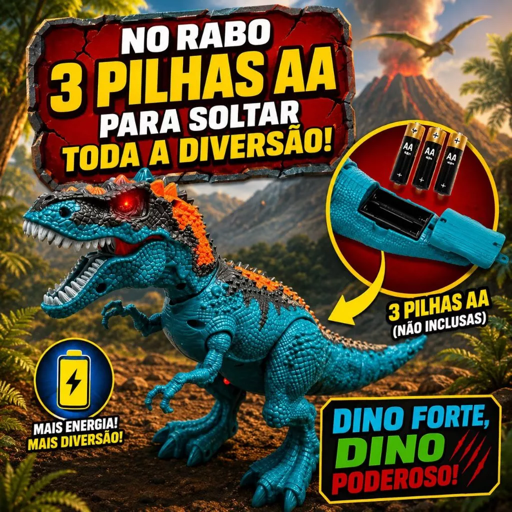 Funciona com 3 pilhas AA no compartimento da cauda