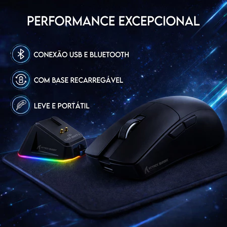 Detalhe do mouse gamer Attack Shark X11