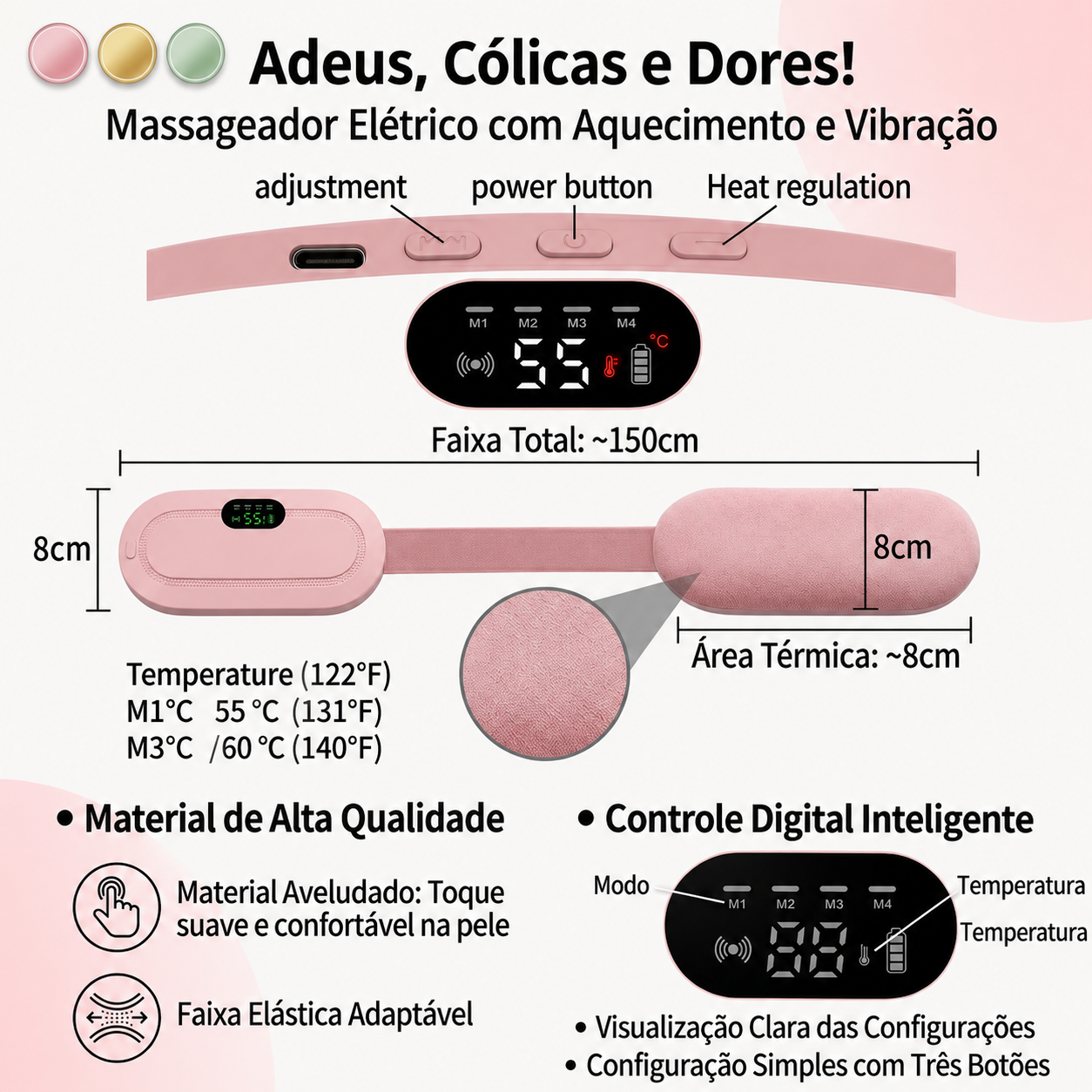 Especificações: 4 modos, aquecimento até 60°C