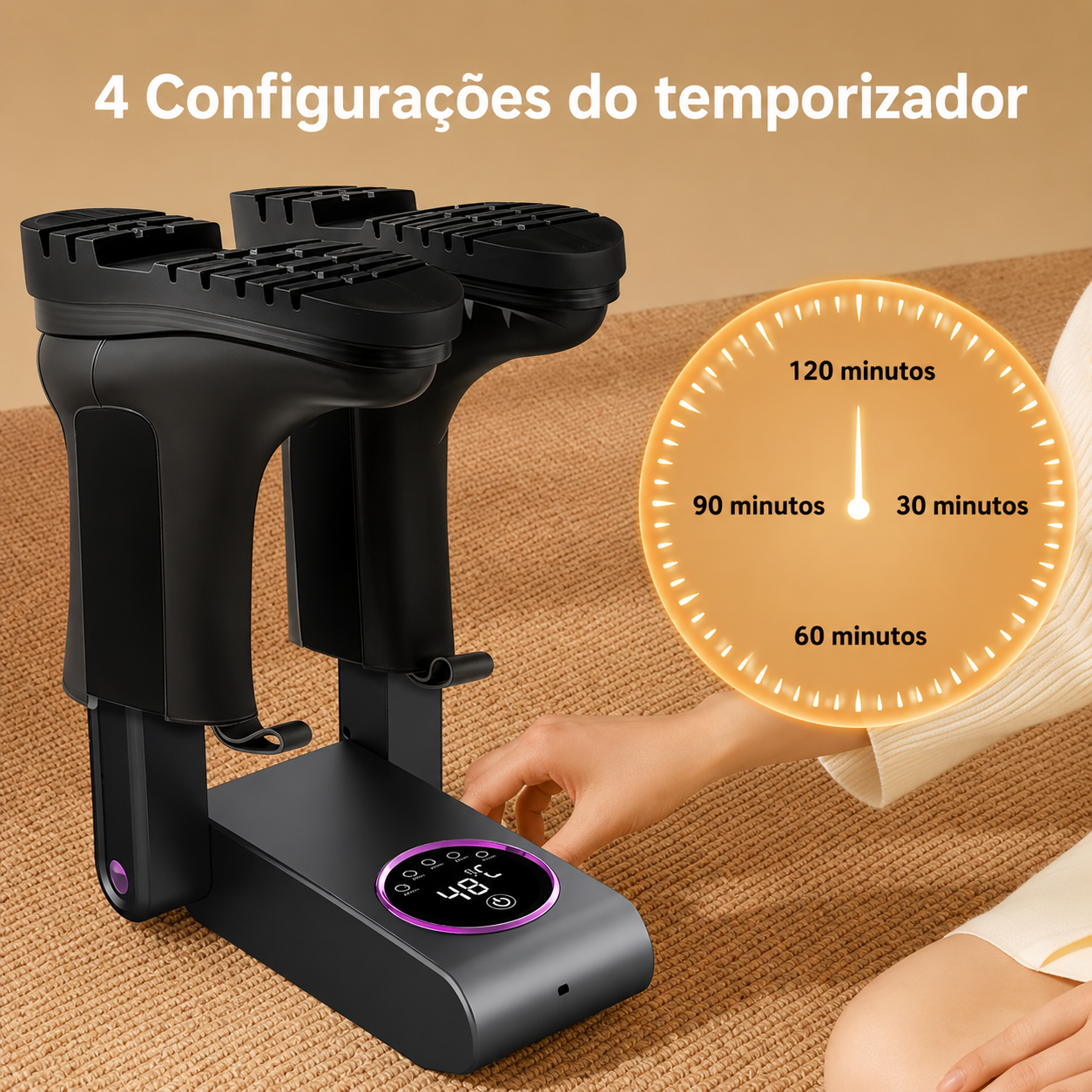 Secador com quatro configurações de temporizador