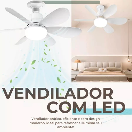 Ventilador de Teto com Luz LED 100W · Controle Remoto · Soquete E27
