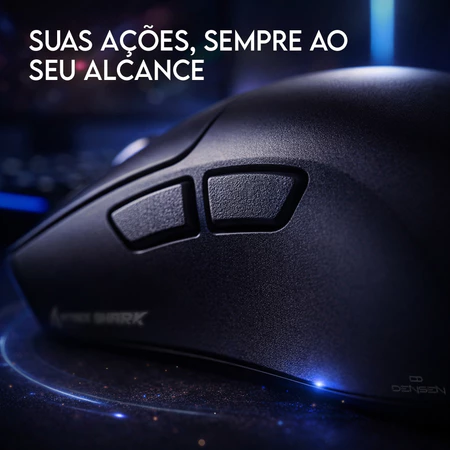 Detalhe dos botões laterais do mouse Attack Shark X11 preto