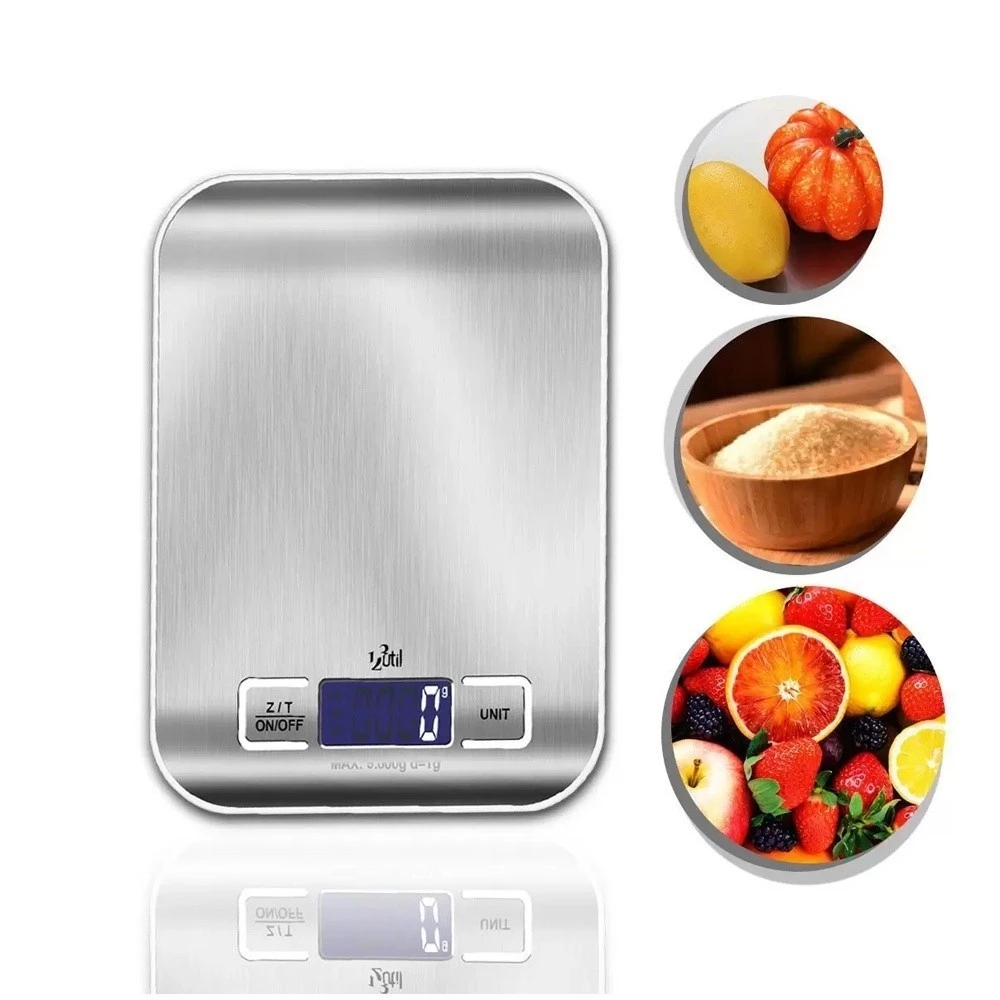 Balança digital de cozinha pesando alimentos