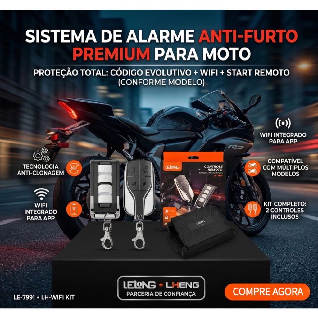 Alarme premium com WiFi, código evolutivo e start remoto