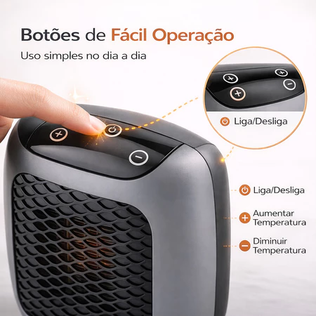 Botões de fácil operação do aquecedor