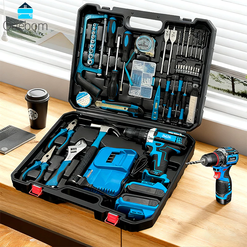 Maleta aberta com kit completo de ferramentas